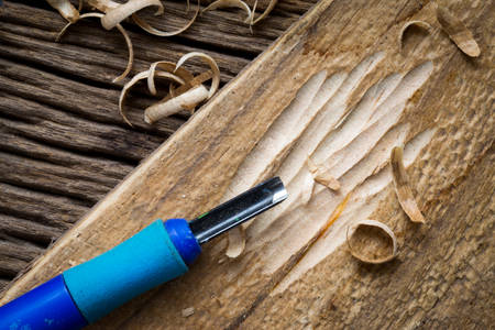Wood carving, chiselの写真素材