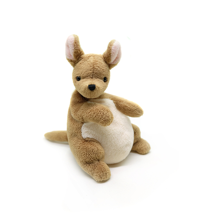 cute kangaroo dolls is stand alone show in front of white backgroundの写真素材