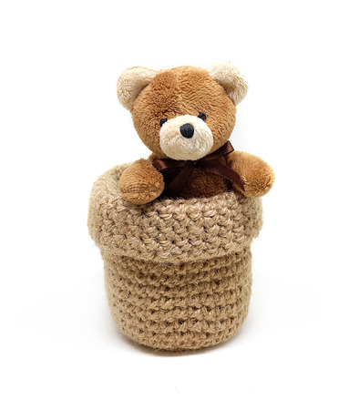lovely brown teddy bear isolated on white background,mock up for card cerebrationの写真素材