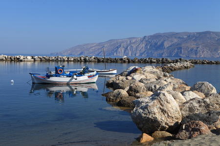 Calm sea with mirror effect at Skiros, Greeceの写真素材