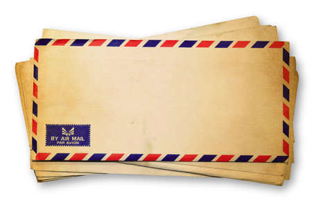 old envelopes on white background.の写真素材