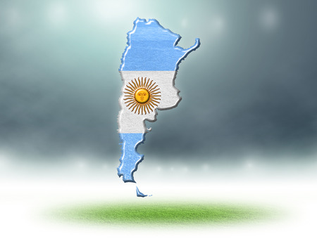 Agentina map colour design with grass texture of soccer fields,3d renderの写真素材