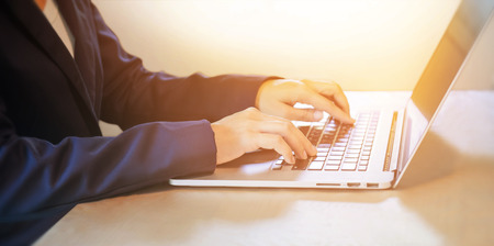 businesswoman working on laptopの写真素材
