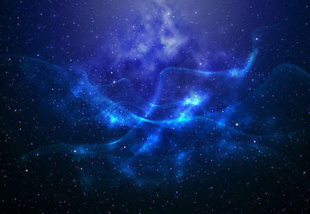 abstract blue starry night sky and galaxy outer space background