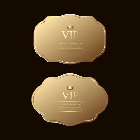 golden badges template, Luxury premium golden badges and labels Premium Vectorのイラスト素材
