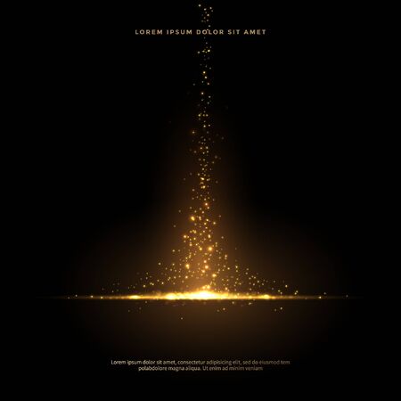 Set of glittering dust tails in golden style, Golden glitter abstract backgroundのイラスト素材