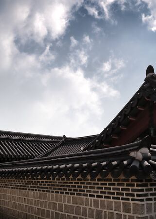 korean traditional architectural buildingの写真素材