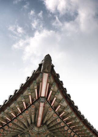 korean traditional architectural buildingの写真素材