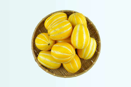 Fresh melon, Delicious melon isolated on color backgroundの写真素材