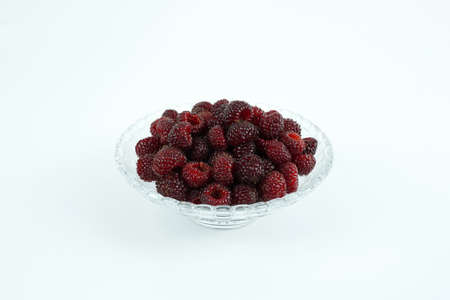 Fresh raspberry, Delicious raspberry isolated on color backgroundの写真素材