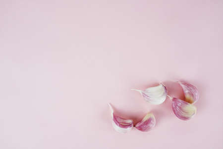 Fresh garlic, Delicious garlic isolated on color backgroundの写真素材