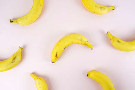 Fresh banana, Delicious banana isolated on color backgroundの写真素材