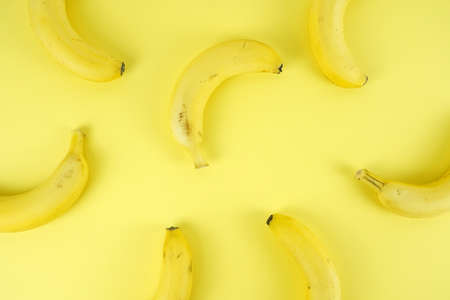 Fresh banana, Delicious banana isolated on color backgroundの写真素材