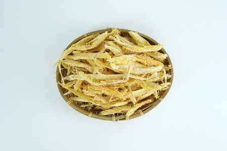 Dried Pollack object, Dried Pollack isolated on white backgroundの写真素材