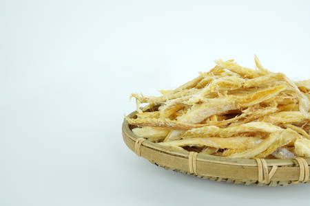 Dried Pollack object, Dried Pollack isolated on white backgroundの写真素材