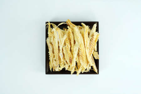 Dried Pollack object, Dried Pollack isolated on white backgroundの写真素材