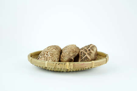 Fresh shiitake mushroom isolated,Dried mushrooms on white backgroundの写真素材