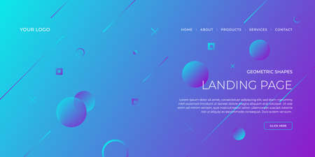 Landing page template with geometric patterns for business website design,Business website template.のイラスト素材