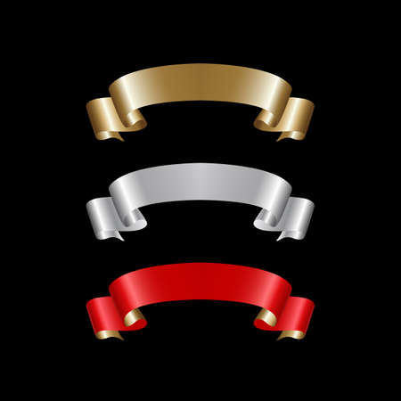 Ribbon Set In Isolated For Celebration, luxury golden ribbon setのイラスト素材