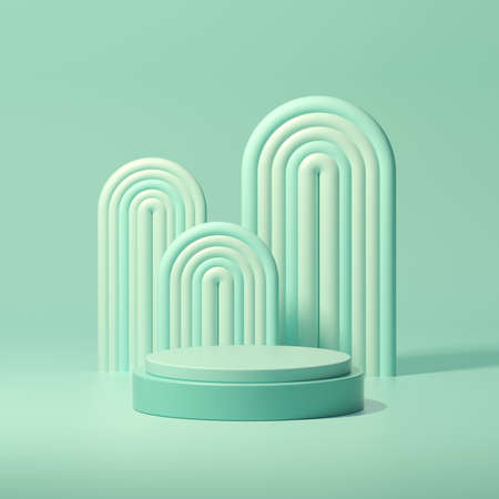 Mock up geometric shape podium for product design, 3d rendering, 3d illustrationの写真素材