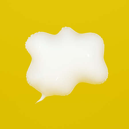 3d rendering glossy speech bubbles on yellow backgroundの写真素材