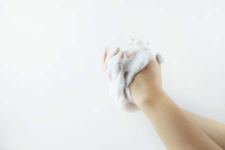 Washing of hands with soap foam. hygiene. Cleaning Hands.の写真素材