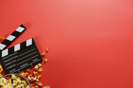 movie, cinema video concept. movie clapper board with copy space.の写真素材