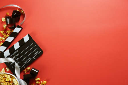 movie, cinema video concept. movie clapper board with copy space.の写真素材