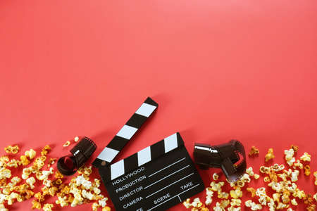movie, cinema video concept. movie clapper board with copy space.の写真素材
