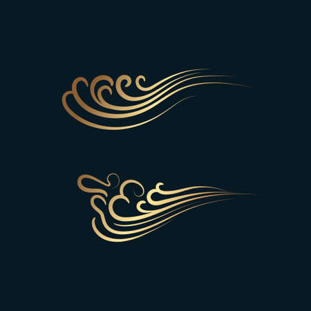 Set of gold decorative elements in oriental style with cloud pattern, for korean New Year, thanksgiving day.のイラスト素材