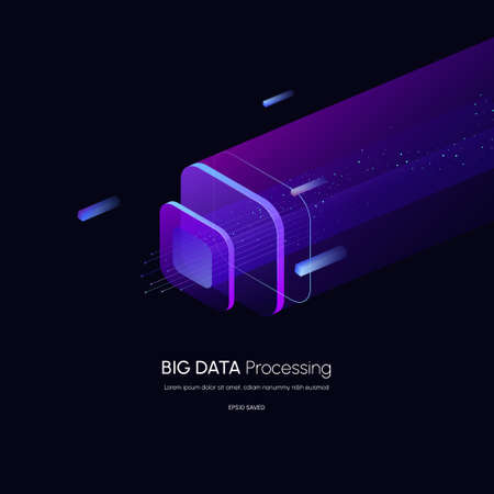 Data visualization concept. Data analytics platform 3d isometric vector illustration. Computer storage or agricultural workstation.のイラスト素材