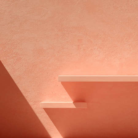 3D rendering Mock up geometric shape podium for product design, minimal display. shadow overlay.の写真素材