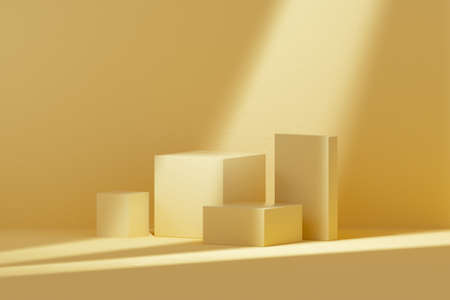 3D rendering Mock up summer podium for product design, minimal display. shadow overlay.の写真素材