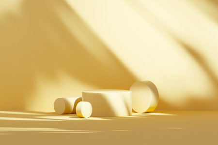 3D rendering Mock up summer podium for product design, minimal display. shadow overlay.の写真素材