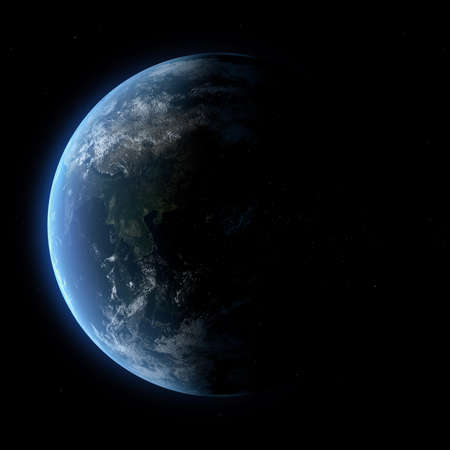 Abstract Earth in space galaxy. 3d renderingの写真素材