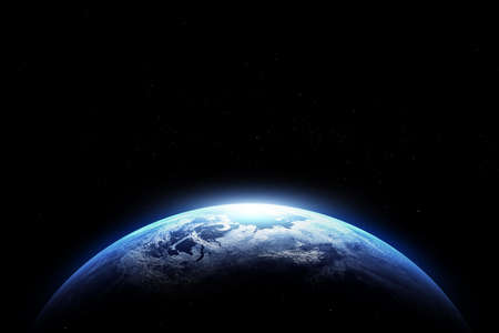 Abstract Earth in space galaxy. 3d renderingの写真素材