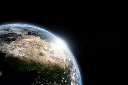 Abstract Earth in space galaxy. 3d rendering