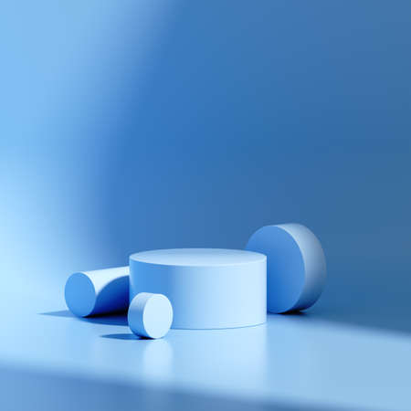 3D rendering Mock up geometric shape podium for product design, minimal display.