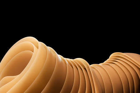 3D rendering Wavy modern shapes on a black background. abstract background.Luxurious style...