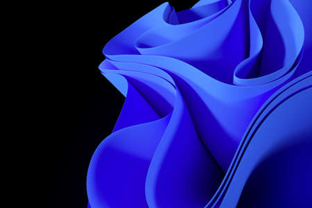 3D rendering Wavy modern shapes on a black background. abstract background.Luxurious style...