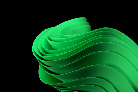3D rendering Wavy modern shapes on a black background. abstract background.Luxurious style background or wallpaperの写真素材