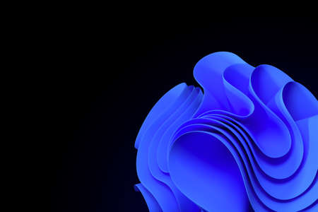 3D rendering Wavy modern shapes on a black background. abstract background.Luxurious style...