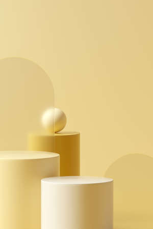 3D rendering Mock up geometric shape podium for product design, minimal display.の写真素材