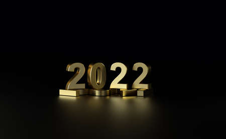 3d rendering Happy New Year 2022 logo text design. happy greeting.