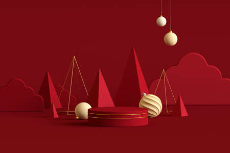 3D Render Abstract Winter Background, Christmas and new year backgroundの写真素材