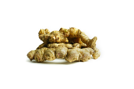 Fresh ginger on white background,raw material for cooking