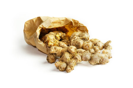 Fresh ginger on white background,raw material for cookingの写真素材