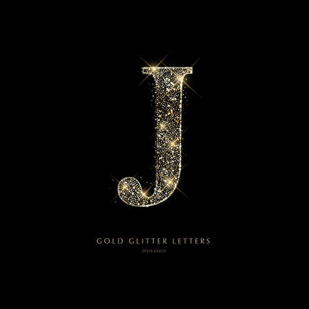 Glittering golden letters on a black background,shiny letters.のイラスト素材