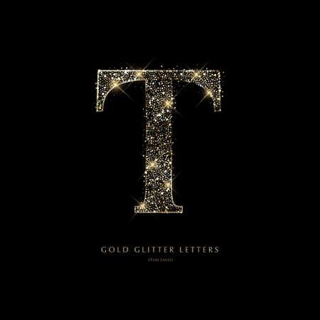 Glittering golden letters on a black background,shiny letters.のイラスト素材