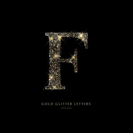 Glittering golden letters on a black background,shiny letters.のイラスト素材